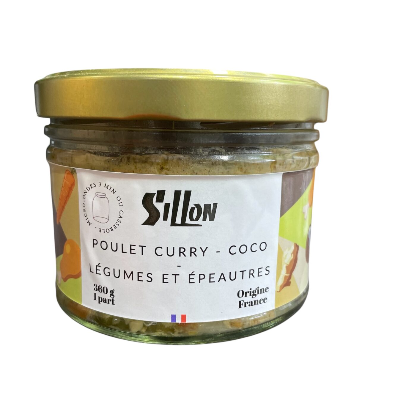 POULET AU CURRY, LAIT DE COCO, PETITS LÉGUMES ET ÉPEAUTRE 360g