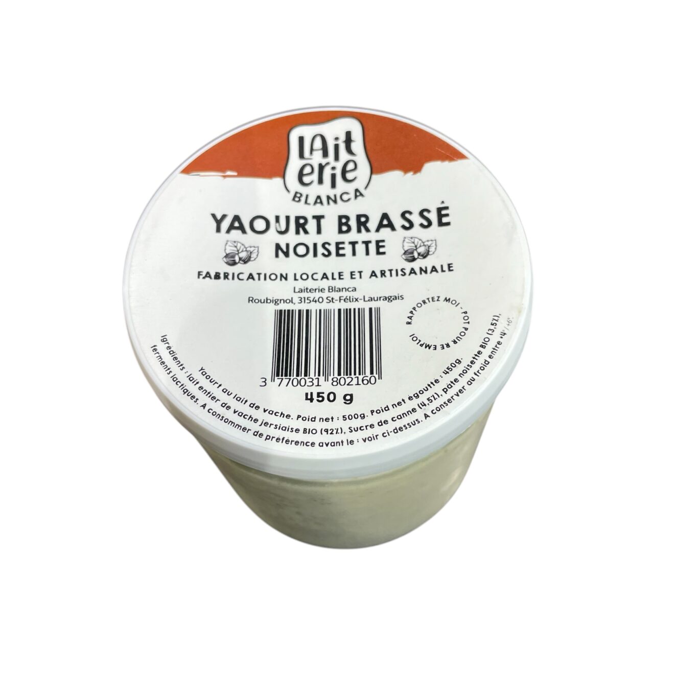 YAOURT BRASSÉ NOISETTE 450g